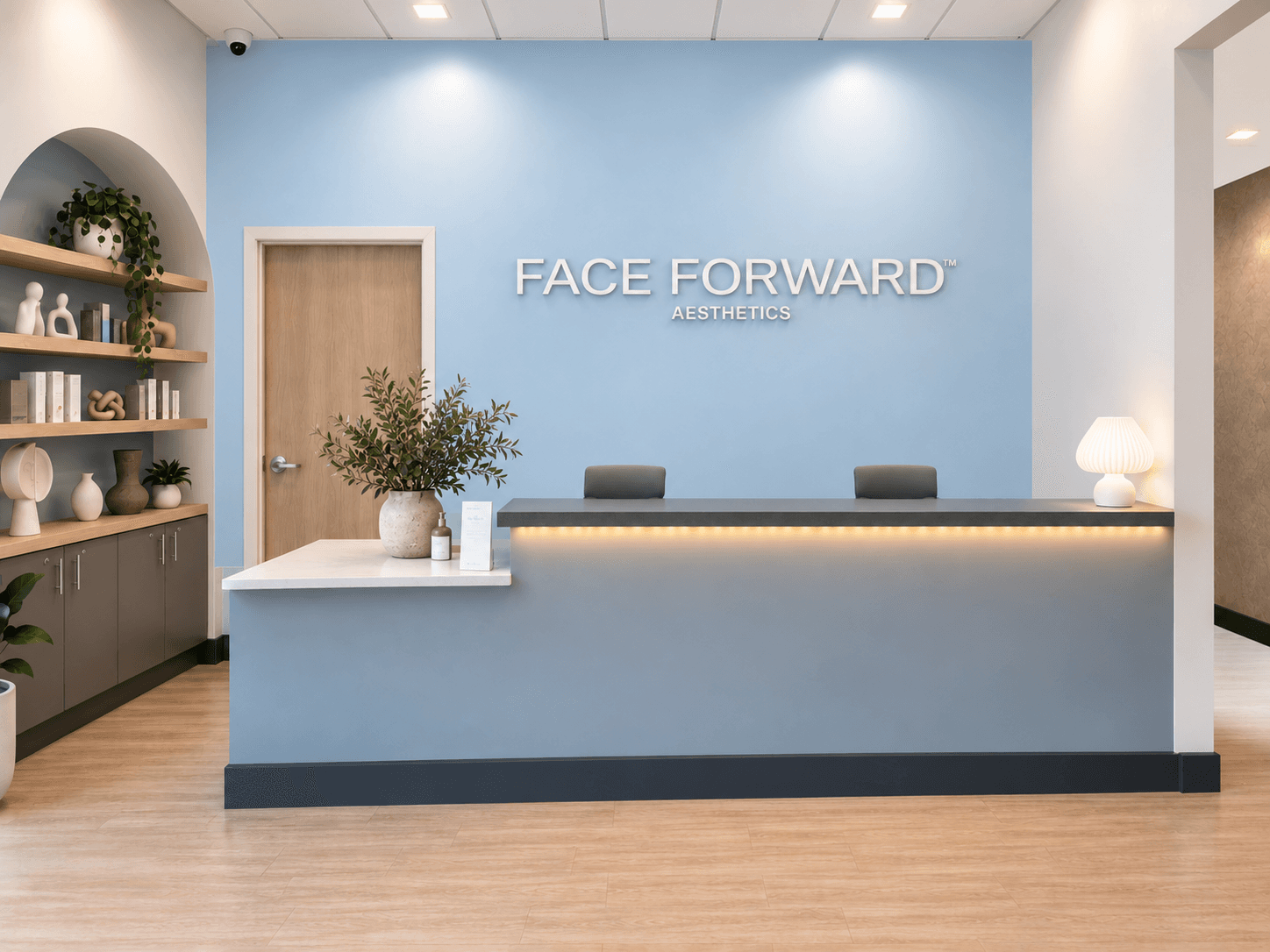 Face Forward Aesthetics clinic reception desk
